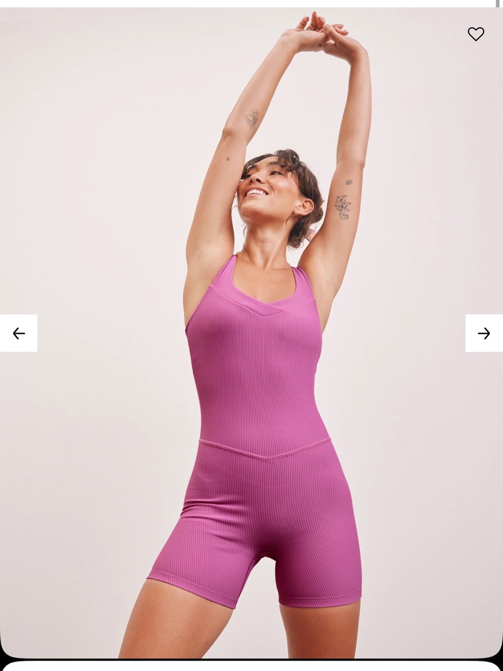 Beyond Yoga Ribbed Magenta Biker Jumpsuit